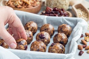 Energy balls with almonds.