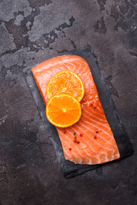 Salmon with lemon on top